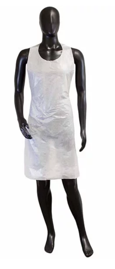 Disposable Heavy Weight White Apron - Polyethylene - 28 x 46
