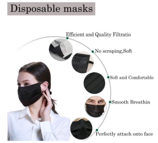 Black - 3ply earloop mask