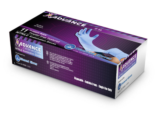 8 Mil Blue Nitrile, Exam grade, Powder Free, 11" Cuff (500 ct)