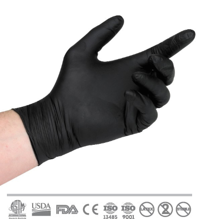 5 Mil Black Nitrile Exam Gloves – Powder-Free, 1,000/Case