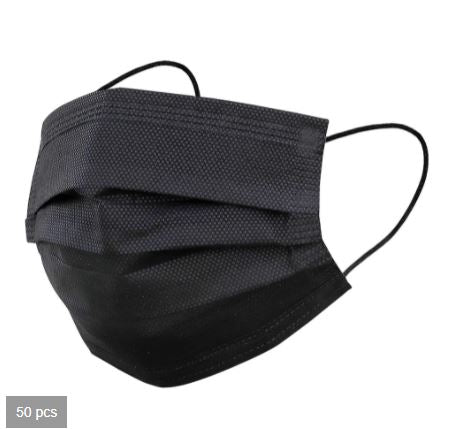 Black 3-Ply Earloop Masks – 50/Box, 2,000/Case