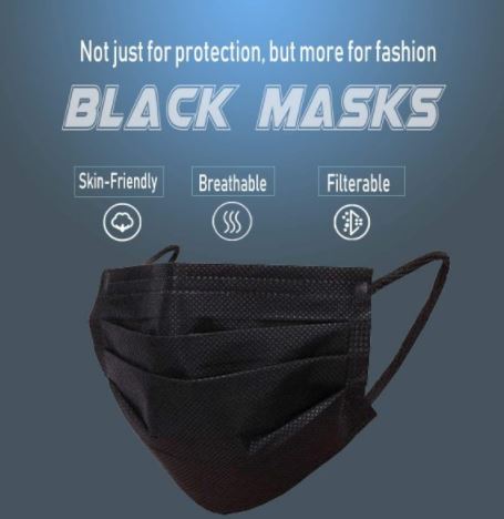 Black - 3ply earloop mask