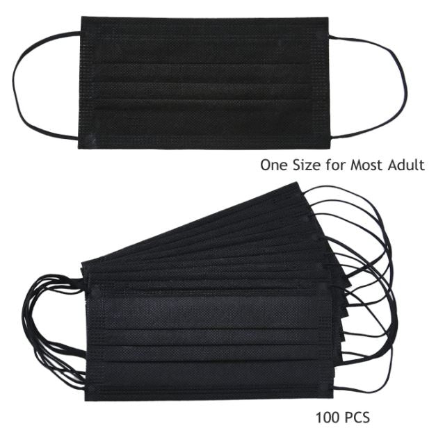 Load image into Gallery viewer, Black 3-Ply Earloop Masks – 50/Box, 2,000/Case
