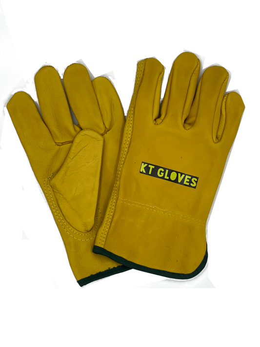 Golden Brown Cowhide Leather Driver Gloves