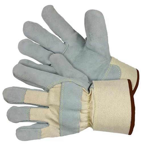 Cow Split Leather Palm Work Gloves with Knuckle Strap - 120 Pairs/Case