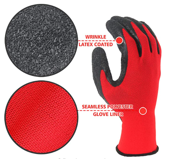 13 gauge RED nylon & spandex shell, with BLACK sandy nitrile coated palm coated - 144 pairs