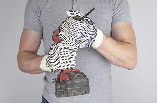 Dotted String Knit Work Gloves - Natural White - 300 Pairs/Case