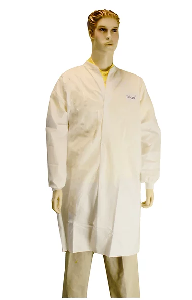 White Microporous Lab Coat - Knit Collar & Cuffs, No Pockets - 30/Case