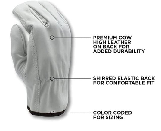 Cowhide Leather Driver Work Gloves – 24, 72 or 120 Pairs