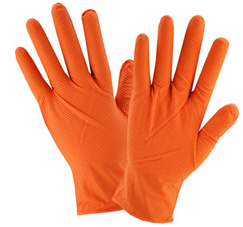 Load image into Gallery viewer, 8 Mil Orange Diamond-Textured Nitrile Gloves – Industrial Grade, 1,000/Case
