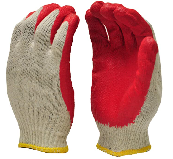 String Knit Palm, Latex Dipped Nitrile Coated Work Gloves- Red- 300 count